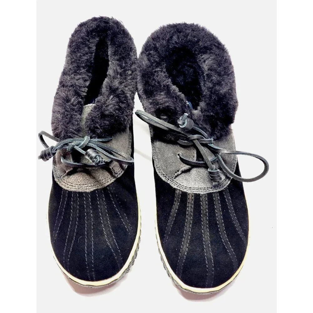 NWB Sperry Top Sider Women's Black Suede Elayna Duck Boot Slipper Size 8M 600 - Picture 5 of 9